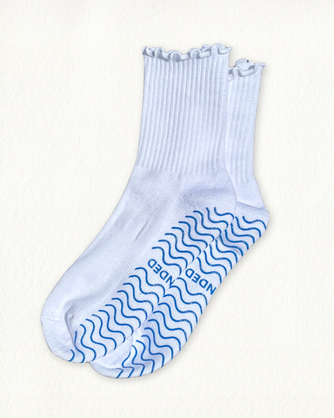 White Ruffle Grip Socks
