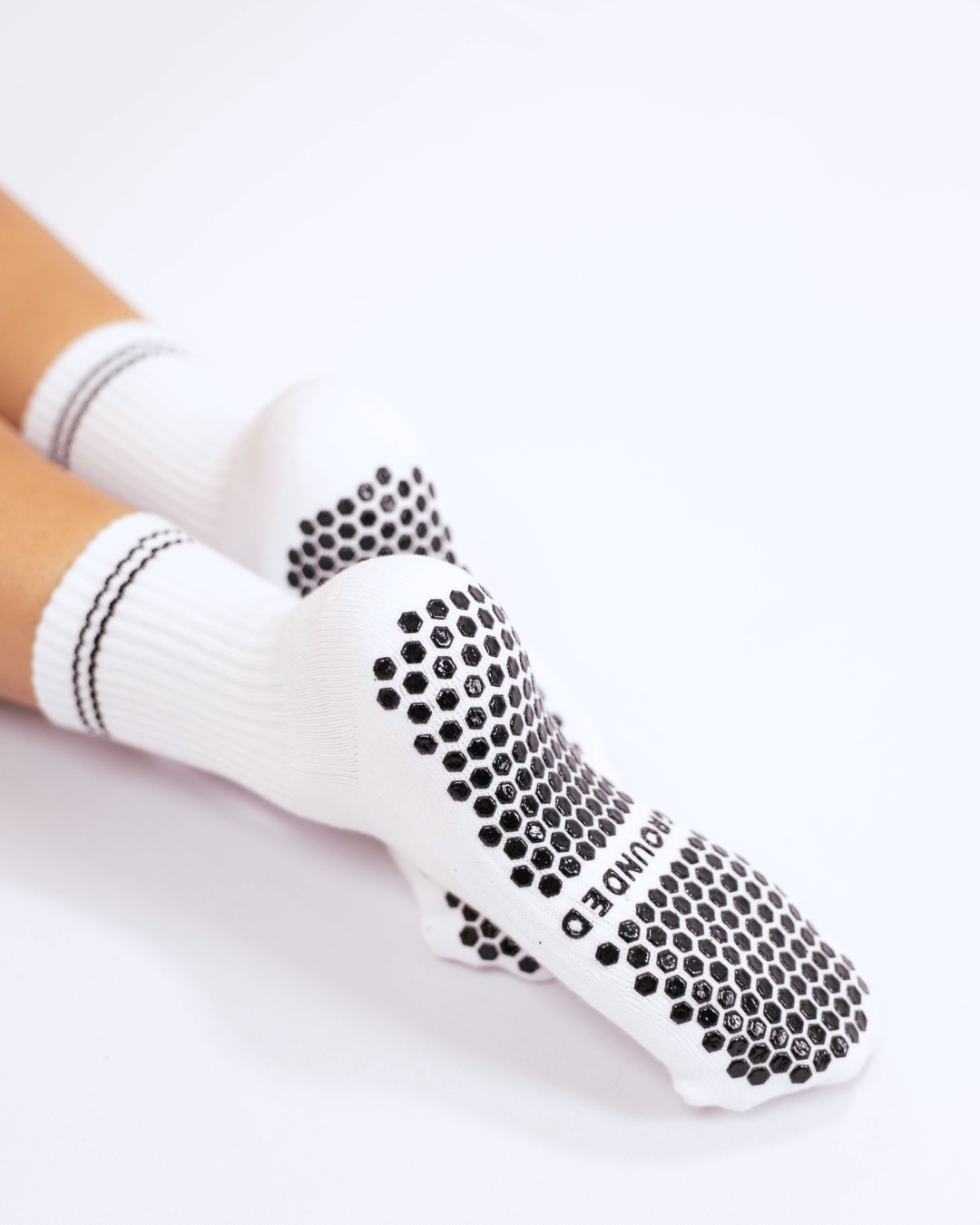 White Striped Grip Socks