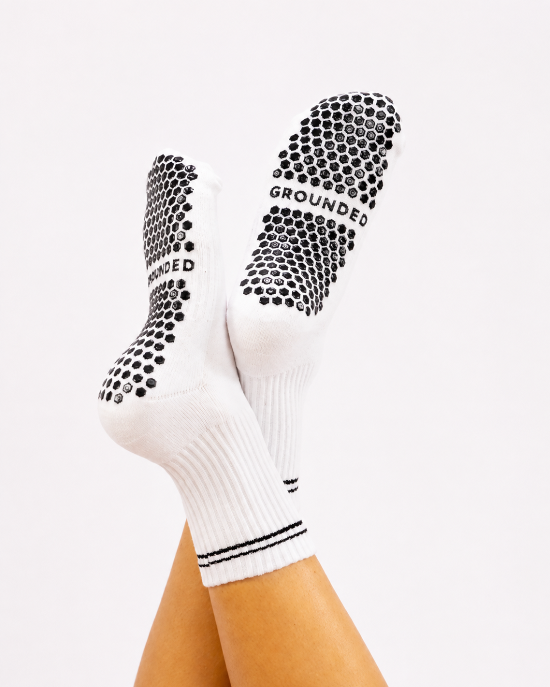 White Striped Grip Socks
