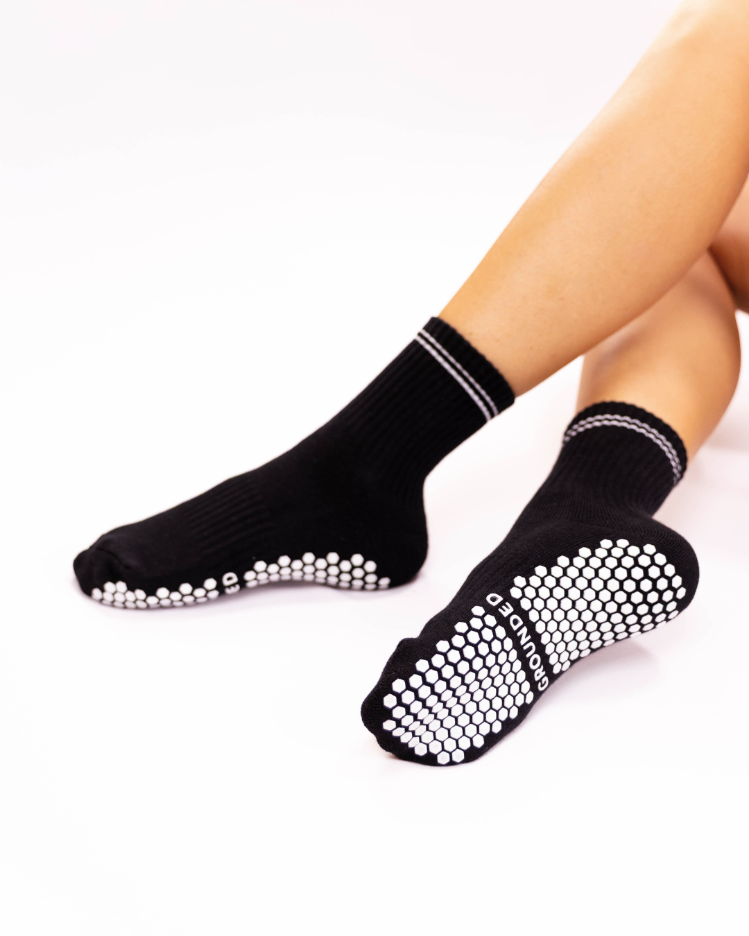 Black Striped Grip Socks