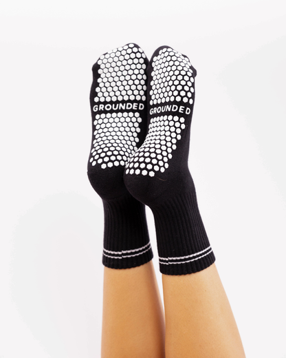 Black Striped Grip Socks