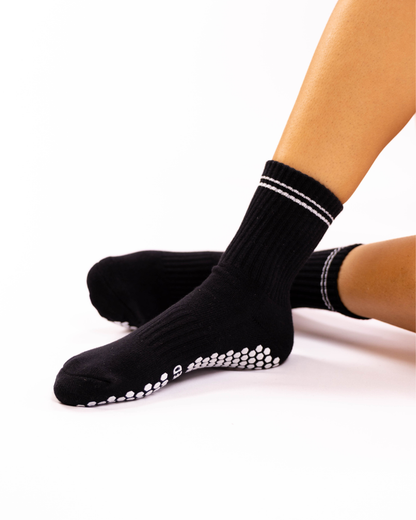 Black Striped Grip Socks