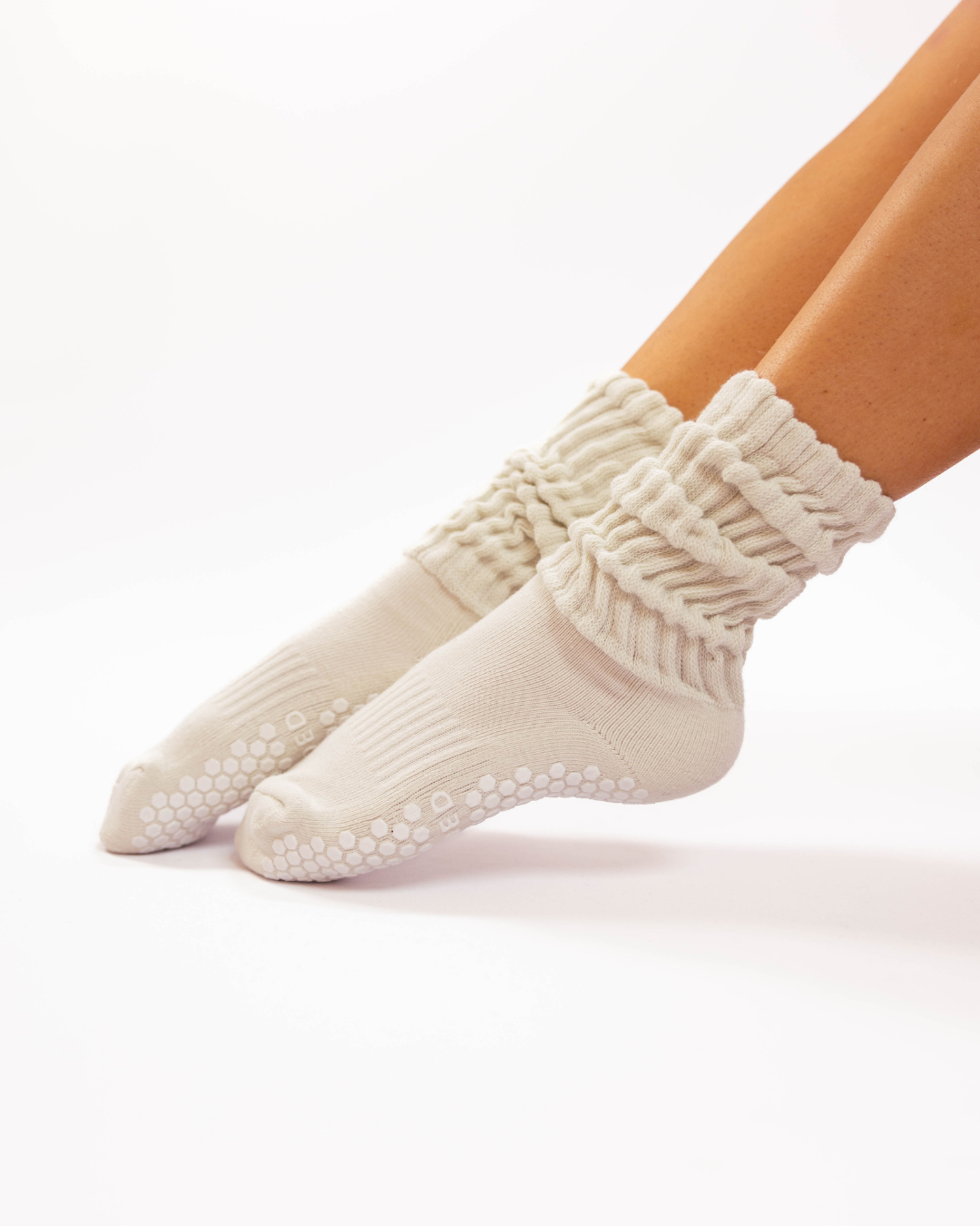 Light Grey Scrunch Grip Socks