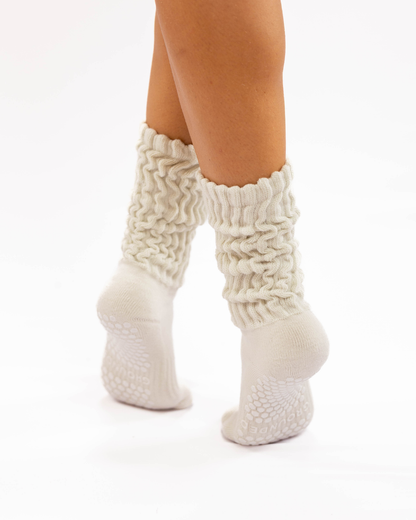 Light Grey Scrunch Grip Socks