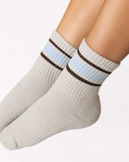Striped Grey Crew Grip Socks