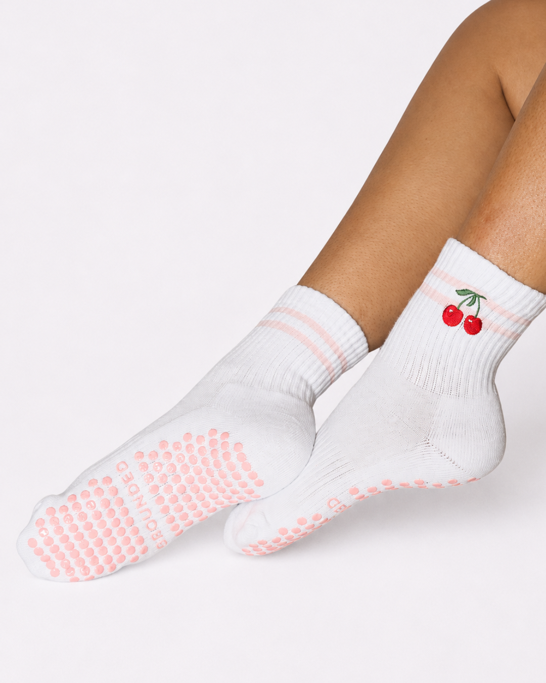 Cherry Striped Grip Socks