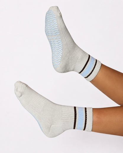 Striped Grey Crew Grip Socks
