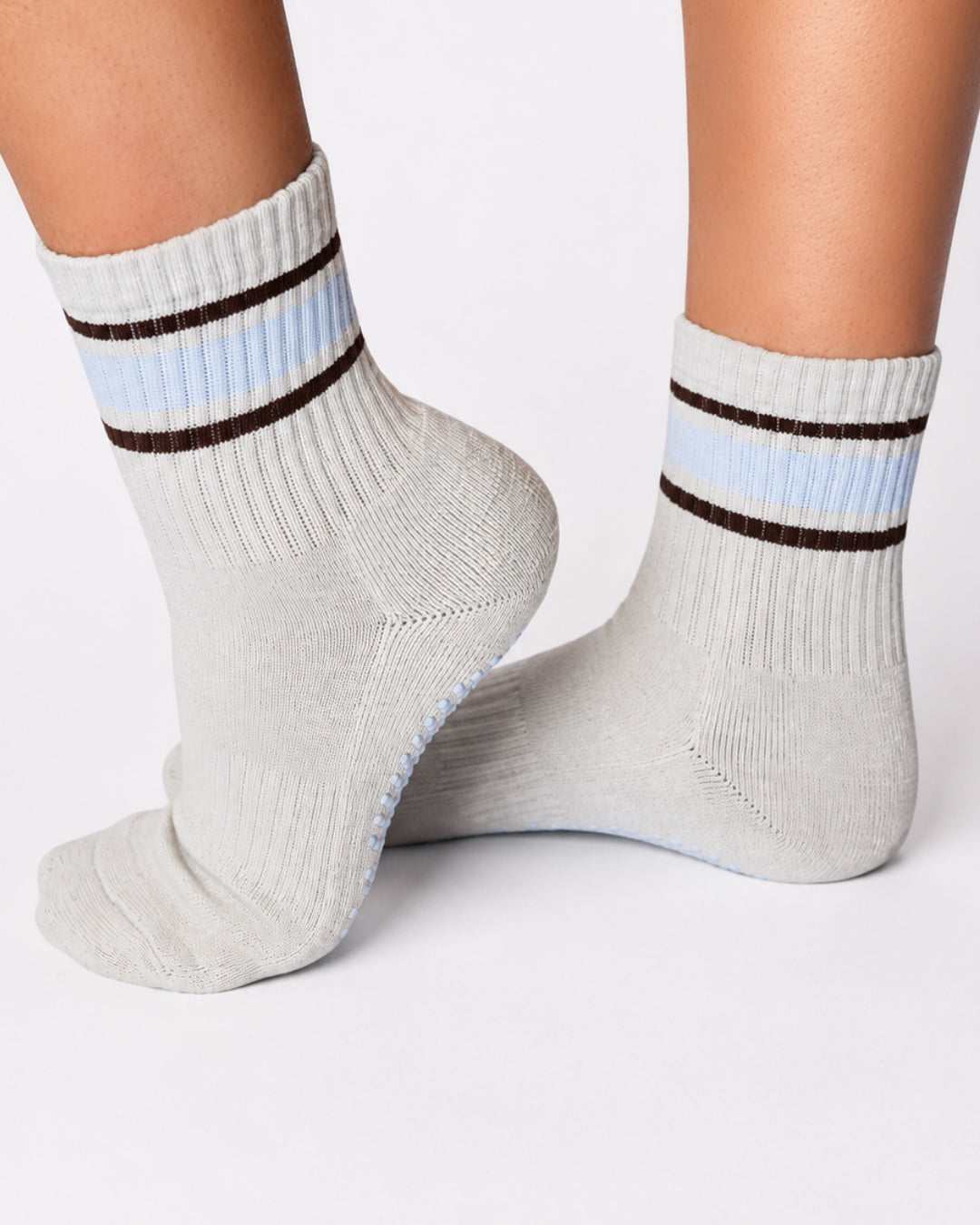 Striped Grey Crew Grip Socks