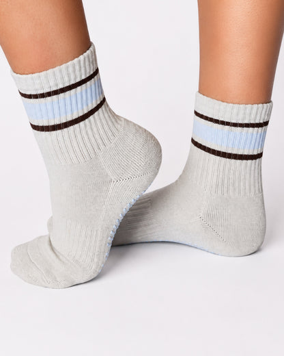 Striped Grey Crew Grip Socks