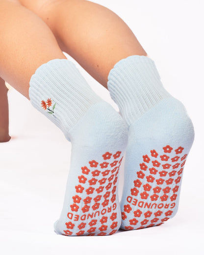 Baby Blue Flower Grip Socks