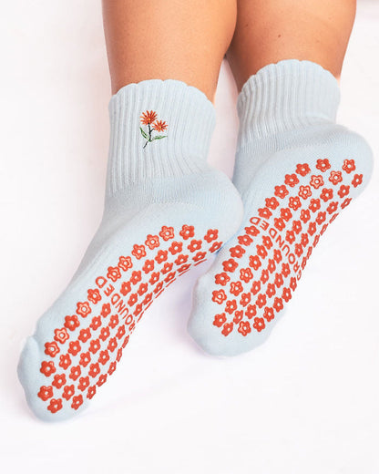 Baby Blue Flower Grip Socks